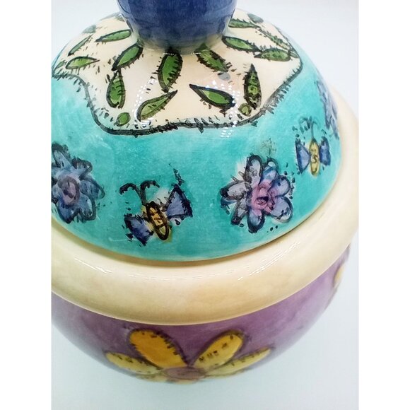 Ceramic Creamer w Lid Sue Zipkin Design Sango Birds & The Bees 3.5 Inch Vibrant - Picture 6 of 15